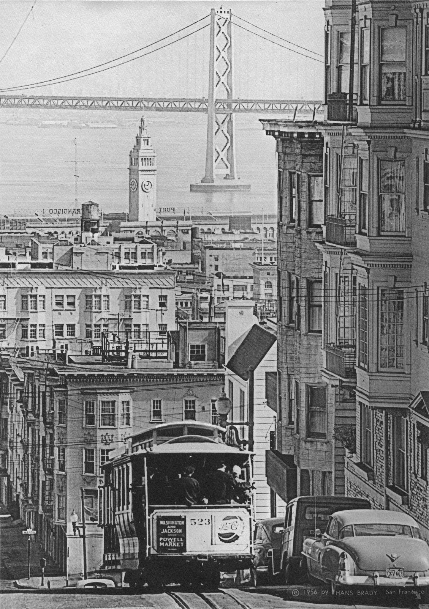 San Francisco Cable Car 523, Washington and Jackson, Powell Market