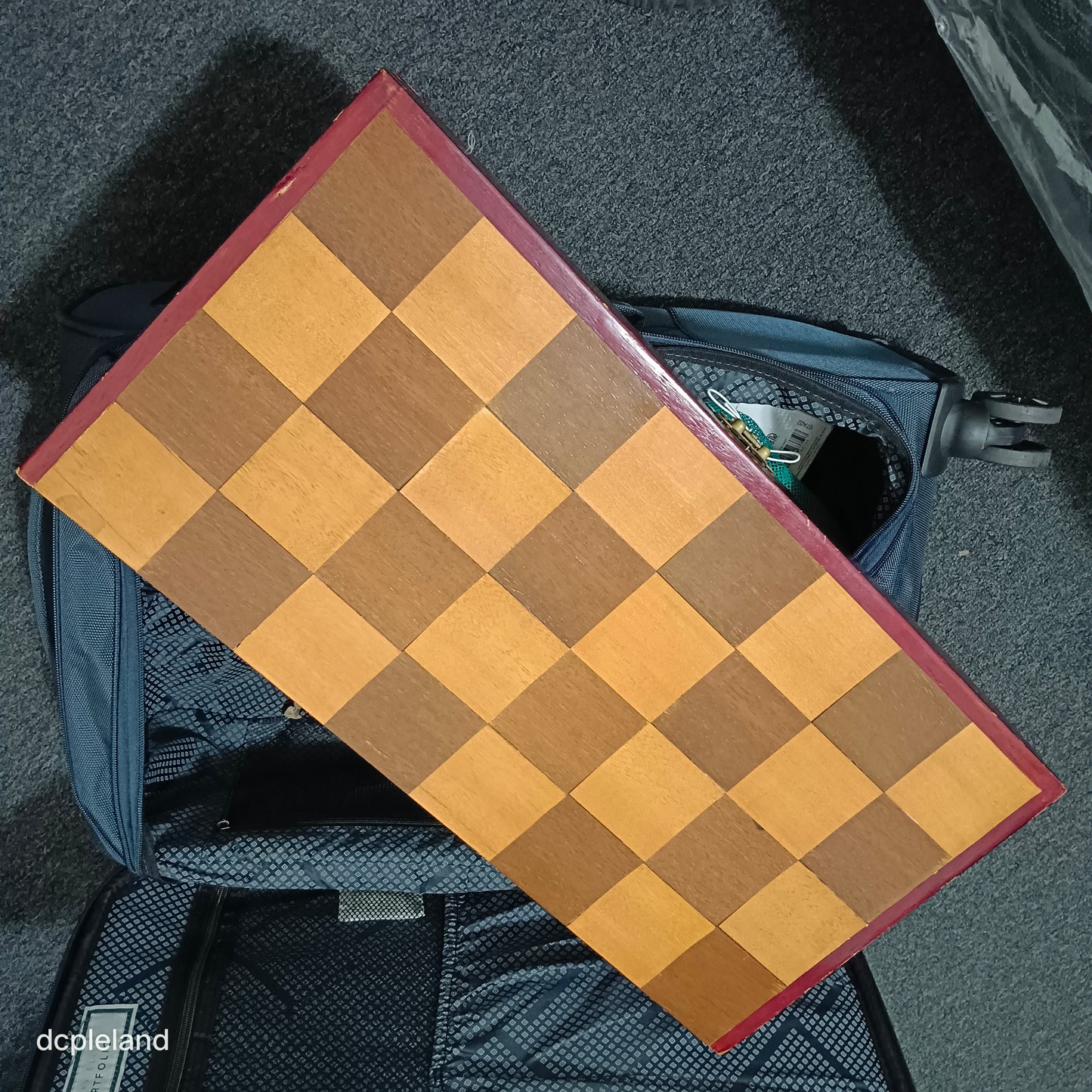 Chess Set Hong Kong 1955 pre-ban Ivory, with puzzle ball bases in wood box with playing board outside surfaces.