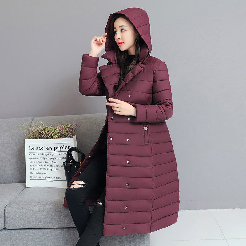 Down coat mid-length women's hooded padded coat