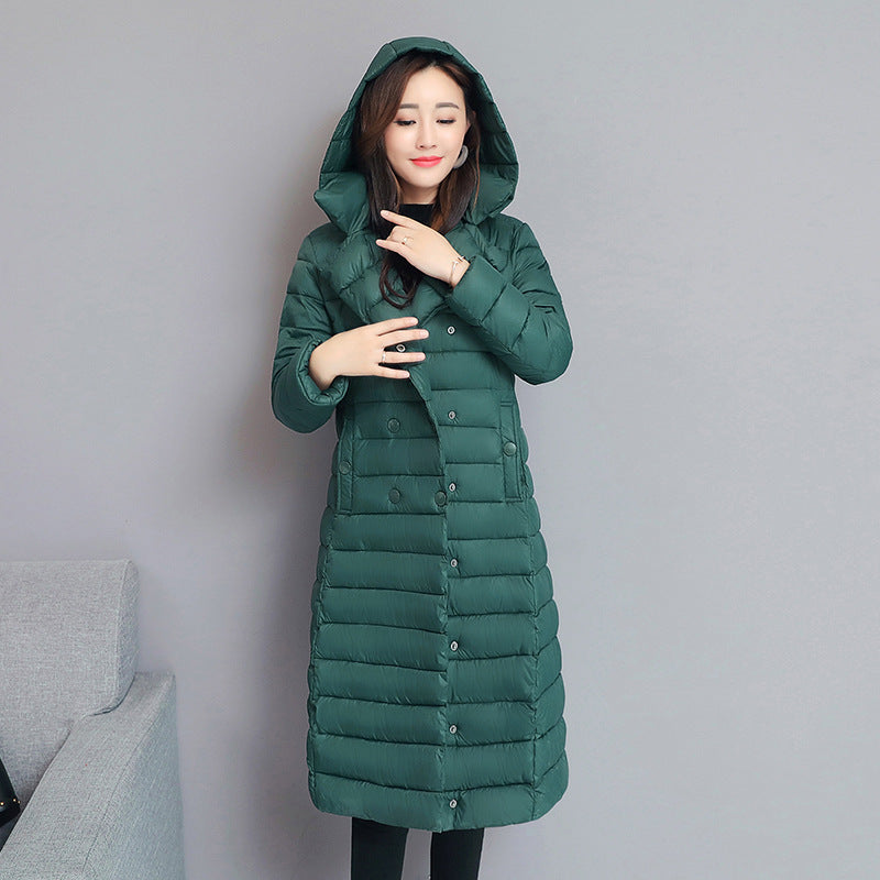 Down coat mid-length women's hooded padded coat
