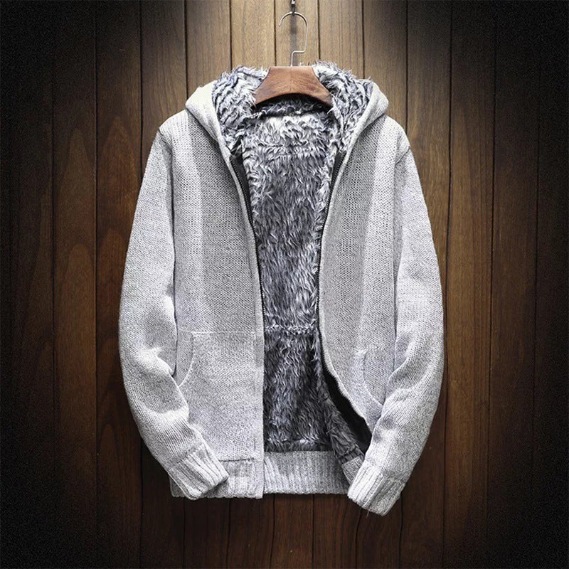 Men's velvet padded hooded cardigan sweatshirt