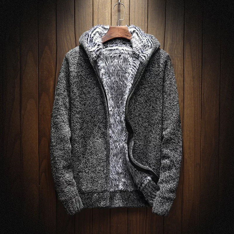 Men's velvet padded hooded cardigan sweatshirt