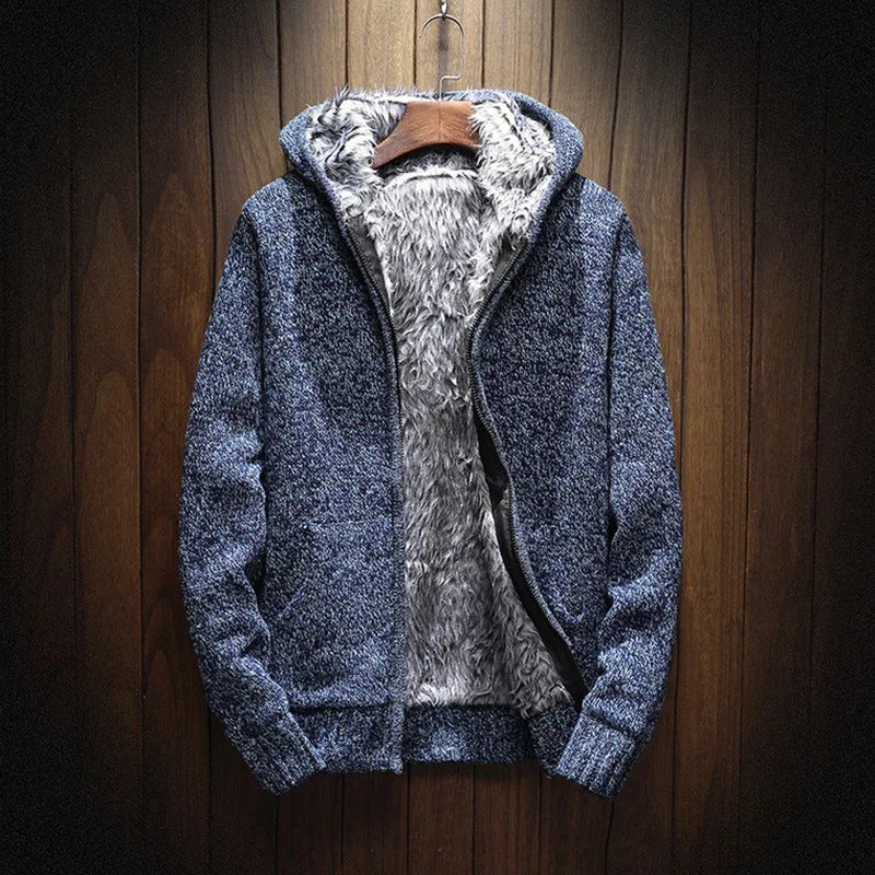 Men's velvet padded hooded cardigan sweatshirt