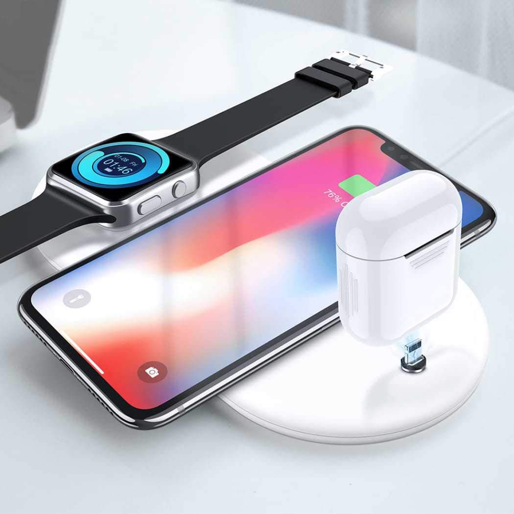 Wireless charger dual charge 5v2a for iphone mobile phone watch headset three-in-one charging