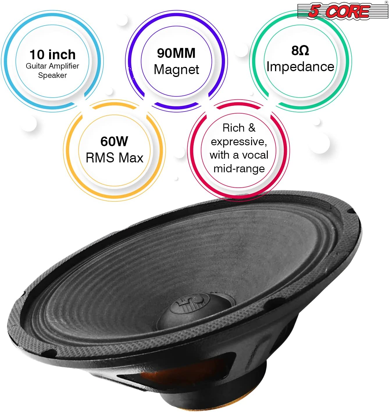 10 Guitar Speaker for Guitar Amplifier Universal 60W RMS at 8 Ohm 90MM Magnet SP 1090 GTR