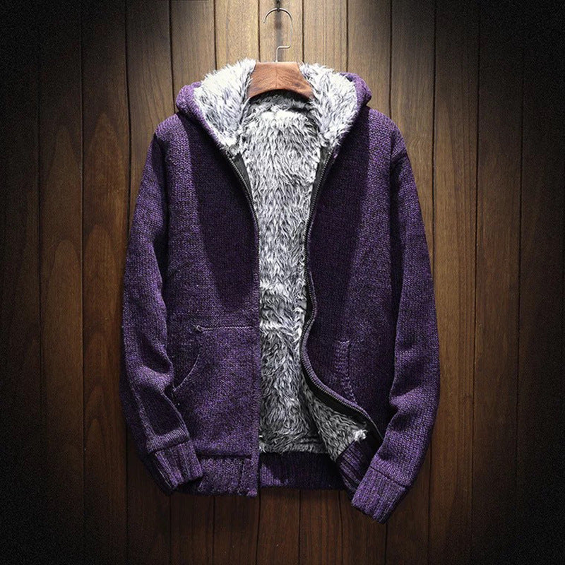 Men's velvet padded hooded cardigan sweatshirt