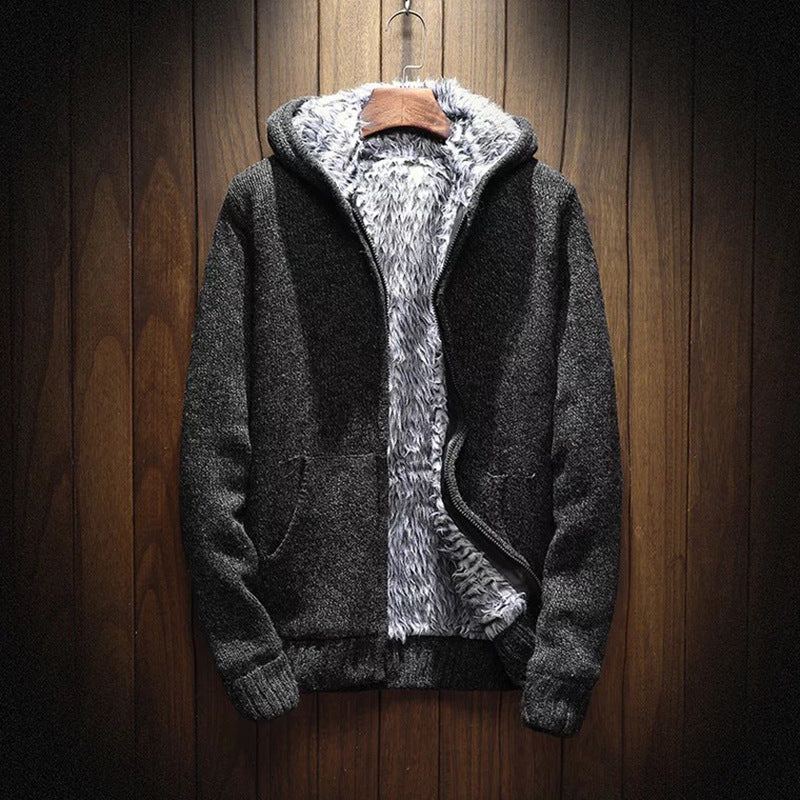 Men's velvet padded hooded cardigan sweatshirt