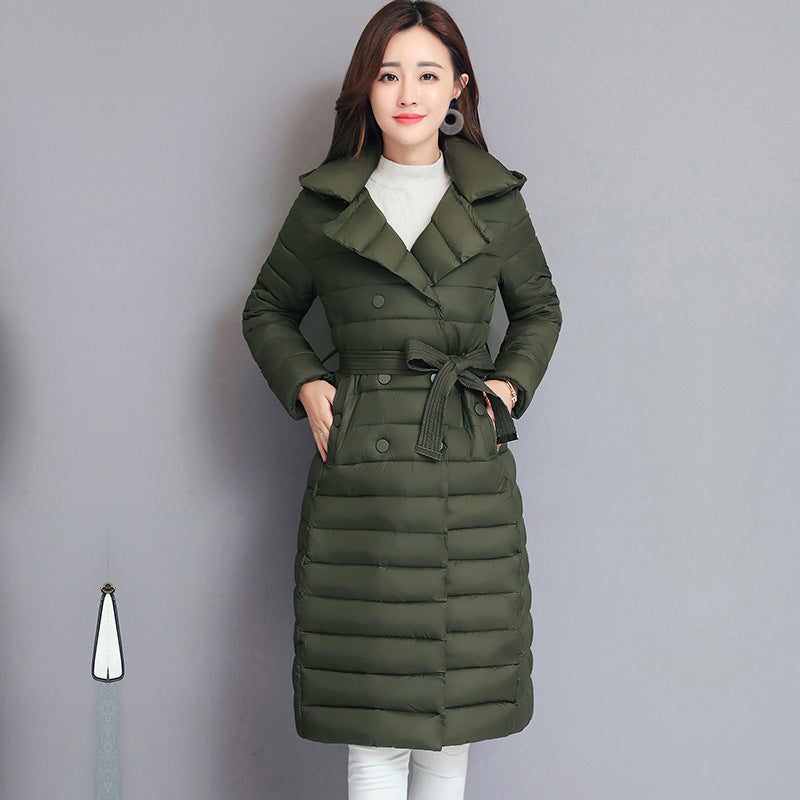 Down coat mid-length women's hooded padded coat