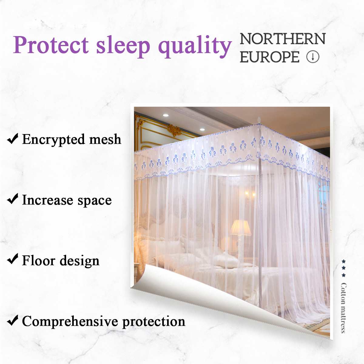 Mosquito Netting Four Corner Canopy Double Bed Mosquito