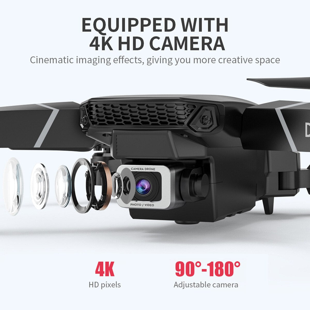 LSRC Quadcopter Drone E525 HD 4K 1080P Camera And WiFi FPV HeightKeeping RC Foldable Quadcopter Drone Toy Gift