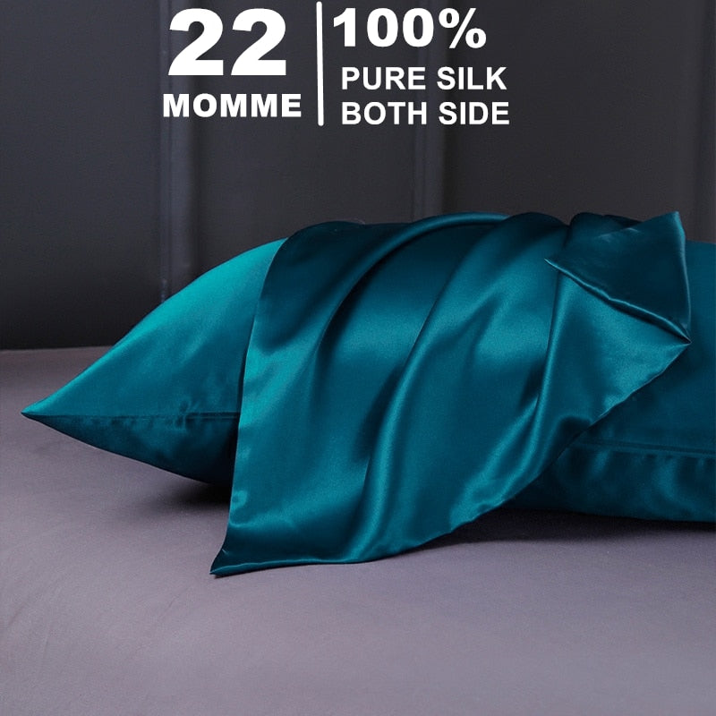 22 Momme Silk Zipper Pillowcase 1pc 100% Nature Mulberry Silk Muticolor Pillow Case For Healthy Standard Queen King