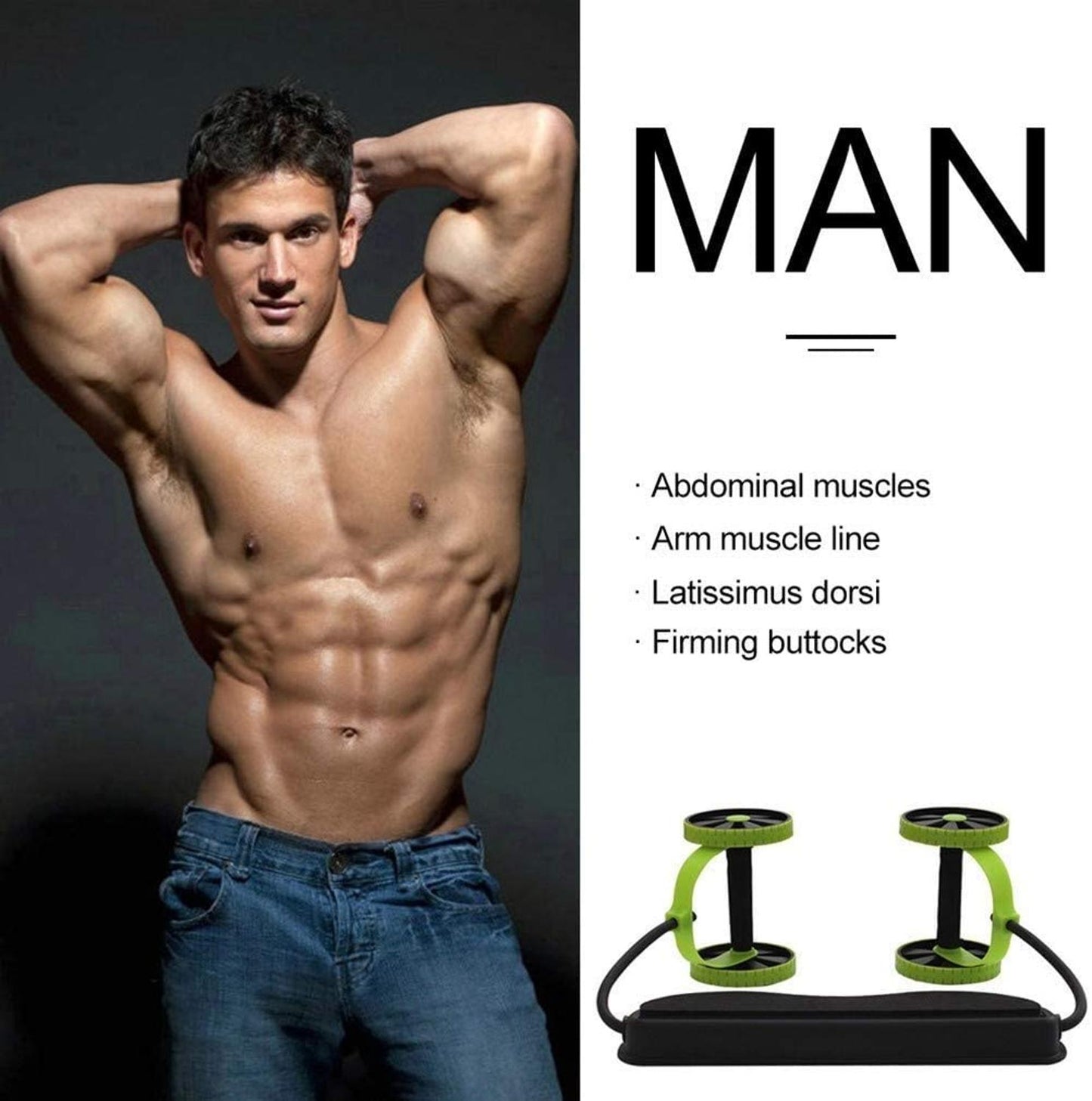Fitness Abdominal Wheels Roller Stretch Elastic Abdominal Resistance Pull Rope for Abdominal Muscle Trainer Exercise