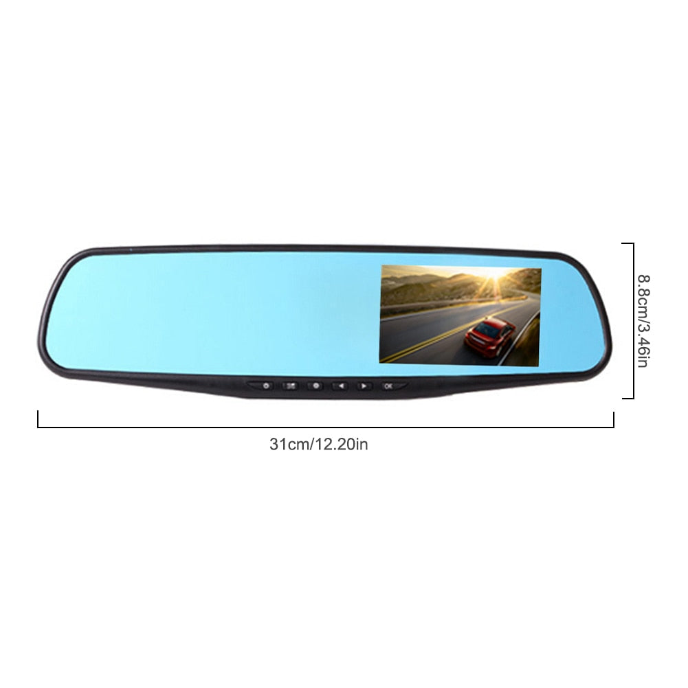 Car Rear Mirror DVR Recorder Dash Cam 1080P HD Blue Screen 2.8-Inch Anti-Dazzling Mirror Full HD Digital Backup Video