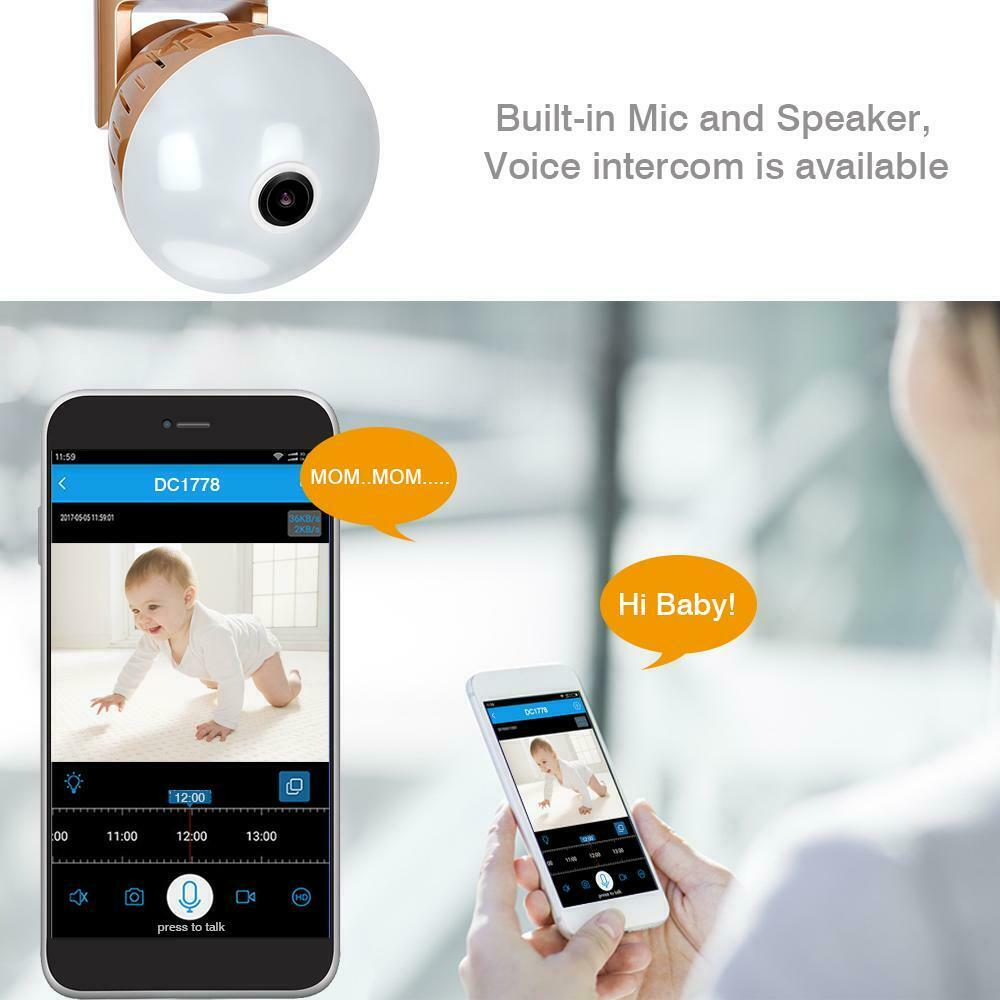 EVKVO IP Camera Bulb Lamp light Wireless 2MP HD 360 Degrees Panoramic Light Home Cctv Security Video Surveillance Wifi Camera