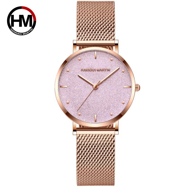 Women Stainless Steel Rose Gold Mesh Unique Simple Casual Quartz Waterproof Wristwatches Hot Sale