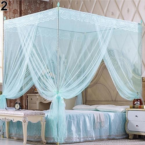 Romantic Lace Flaped Sqaure Mosquito Net Three Door Rail Supported Queen Twin Mosquito Net Bedding Textile Netting Mesh Canopy