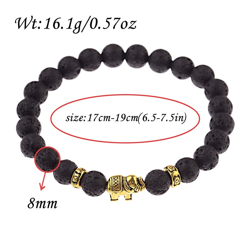 Natural Stone Bracelet Meditation Gold Elephant Beads Women Men