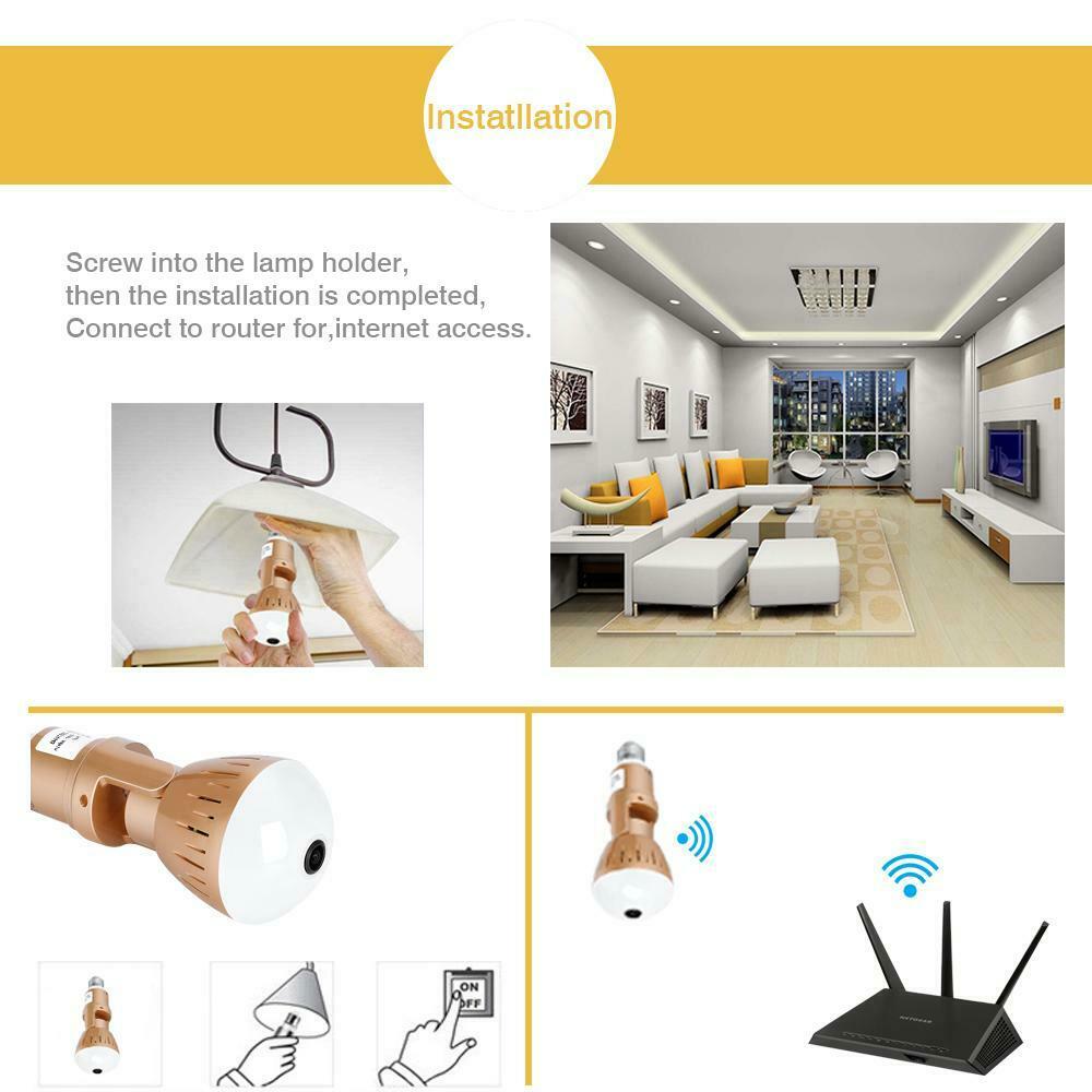 EVKVO IP Camera Bulb Lamp light Wireless 2MP HD 360 Degrees Panoramic Light Home Cctv Security Video Surveillance Wifi Camera