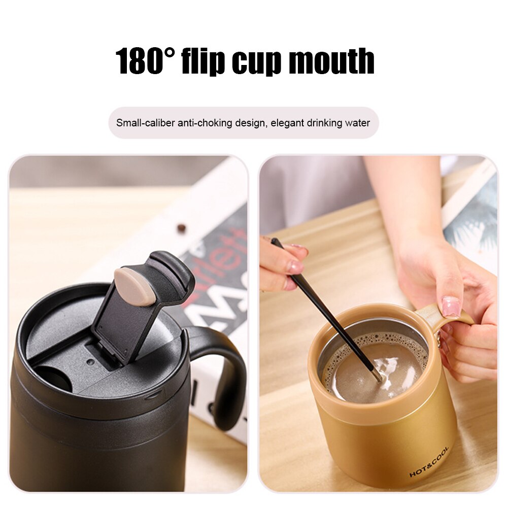 350/500ml Stainless Steel Vacuum Mug/Cup with Handle & Lid