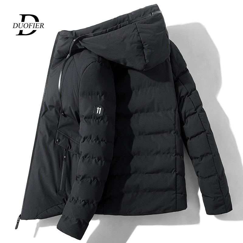 Autumn Winter Zipper Jackets Men Hooded Cotton Thick Parka