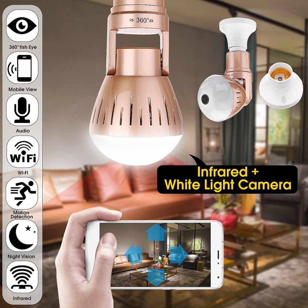 EVKVO IP Camera Bulb Lamp light Wireless 2MP HD 360 Degrees Panoramic Light Home Cctv Security Video Surveillance Wifi Camera
