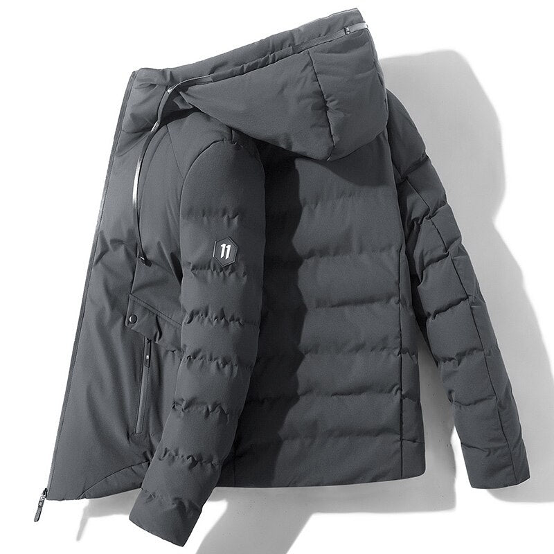 Autumn Winter Zipper Jackets Men Hooded Cotton Thick Parka
