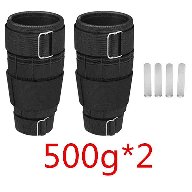 1 Pair Adjustable Ankle Weights Brace Strap with Weight Block Running Walking Crossfit Weight Gym Exercise Training Equipment