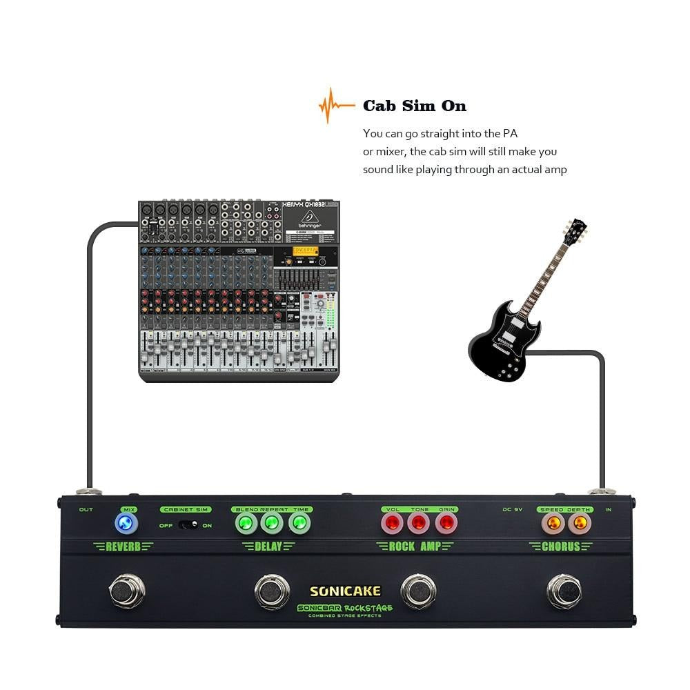Rock Stage Guitar Multi Effects Pedal Combine Model Chorus Distortion Delay Reverb QCE-10
