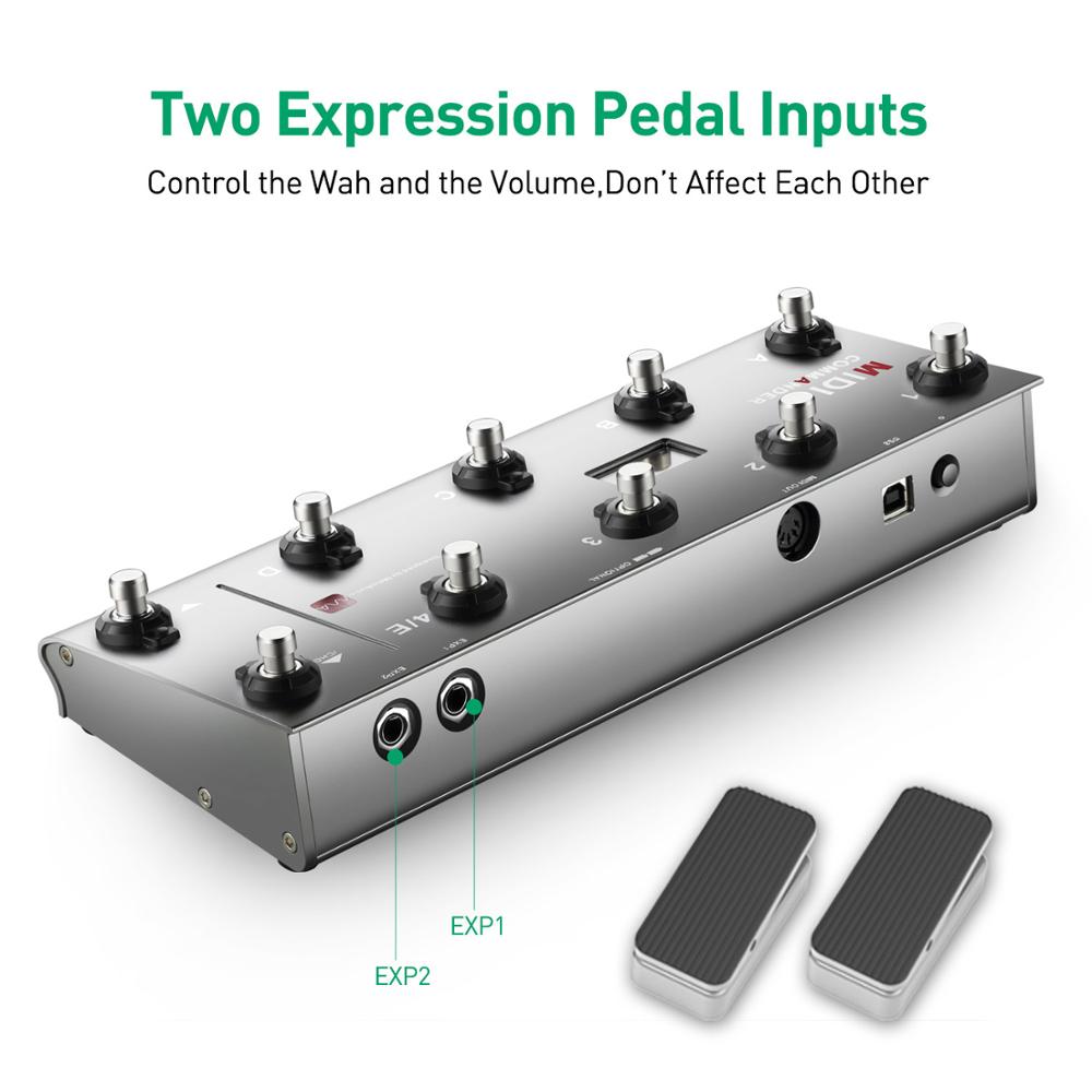 MIDI Commander Guitar Portable USB MIDI Foot Controller With 10 Foot Switches 2 Expression Pedal Jacks 8 Host Presets For Live