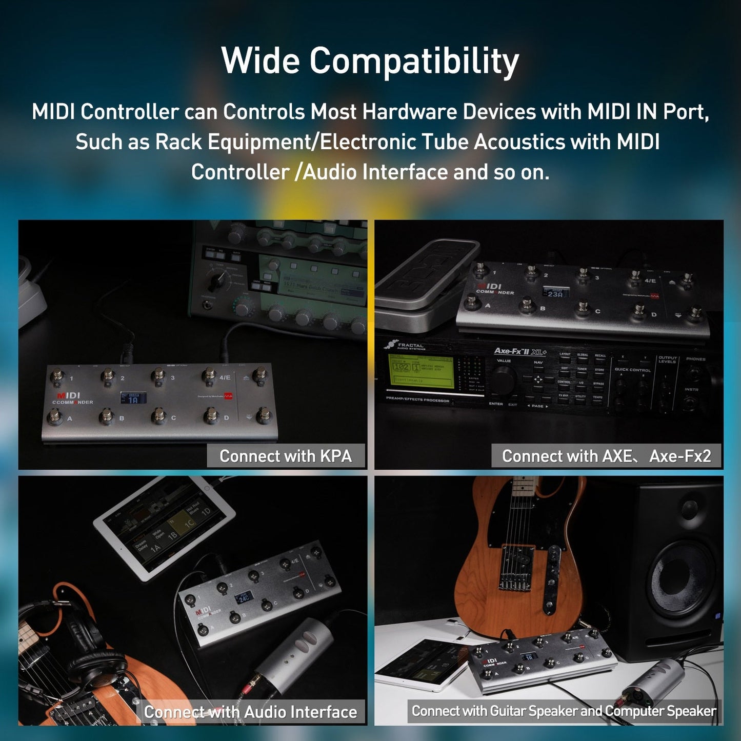 MIDI Commander Guitar Portable USB MIDI Foot Controller With 10 Foot Switches 2 Expression Pedal Jacks 8 Host Presets For Live