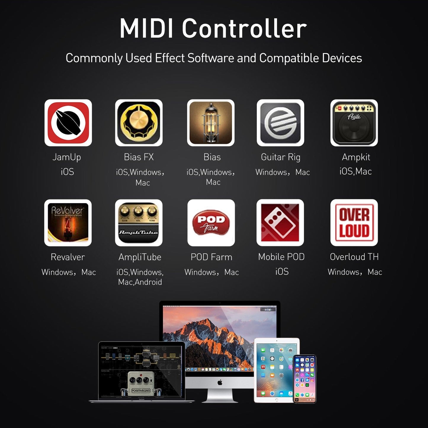 MIDI Commander Guitar Portable USB MIDI Foot Controller With 10 Foot Switches 2 Expression Pedal Jacks 8 Host Presets For Live