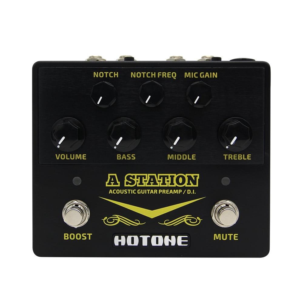 A Station Acoustic Preamp DI Box Guitar & Microphone Guitar Effects Pedal 9V Adapter Included AD20