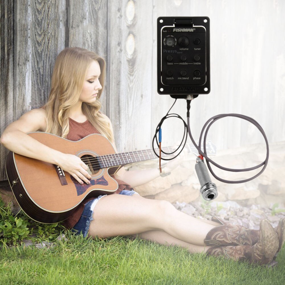 Acoustic Guitar Preamp Piezo Pickup Tuner with Mic Guitar Parts Accessory Musical Instruments 301 4-Band EQ Equalizer