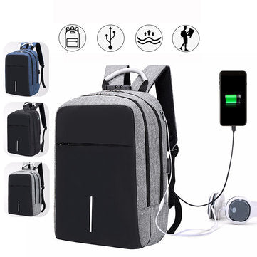 Backpack Rucksack Water Resistant with USB Port Headset Port Computer School Bag with trolley strap