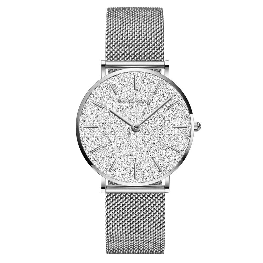 Women Stainless Steel Rose Gold Mesh Unique Simple Casual Quartz Waterproof Wristwatches Hot Sale