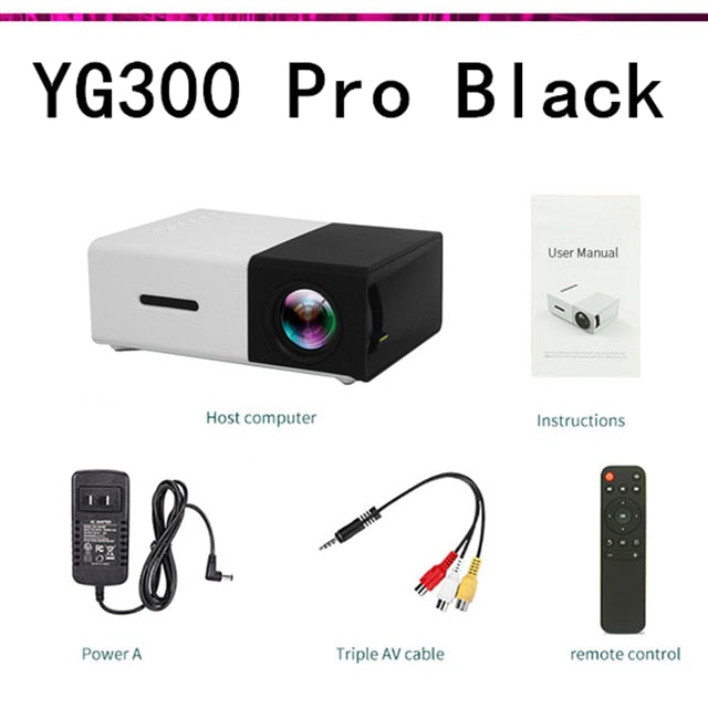 LEJIADA YG300 Pro LED Mini Protable 800 Lumens Support 1080P Full HD Playback HDMI USB Home Theater Movies Projector