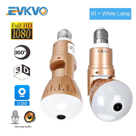 EVKVO IP Camera Bulb Lamp light Wireless 2MP HD 360 Degrees Panoramic Light Home Cctv Security Video Surveillance Wifi Camera