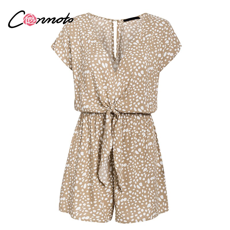 women short jumpsuits rompers wide leg sleeveless casual loose bow tie playsuits leopard sleeveless short rompers