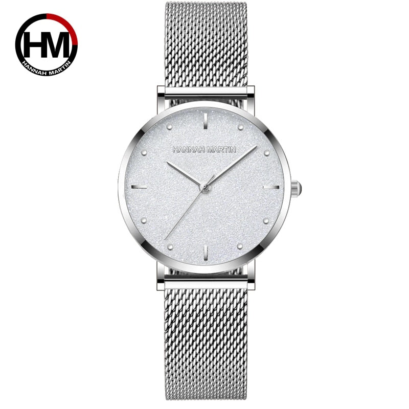 Women Stainless Steel Rose Gold Mesh Unique Simple Casual Quartz Waterproof Wristwatches Hot Sale