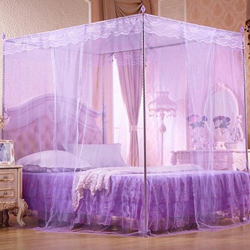 Romantic Lace Flaped Sqaure Mosquito Net Three Door Rail Supported Queen Twin Mosquito Net Bedding Textile Netting Mesh Canopy 