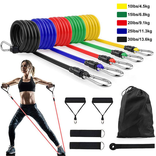 11Pcs/Set Resistance Bands Gym Equipment Latex Exercise Band Workouts Home Training Physical Therapy Bands Elastic Fitness