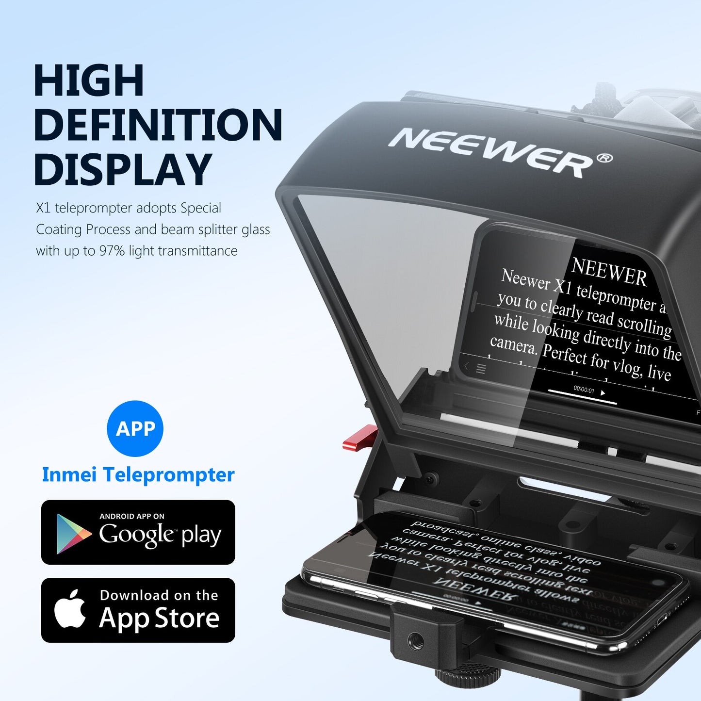 Neewer Mini Teleprompter Smartphone Teleprompter Artifact Video + Remote Control For iPhone Samsung Mirrorless Camera Recording