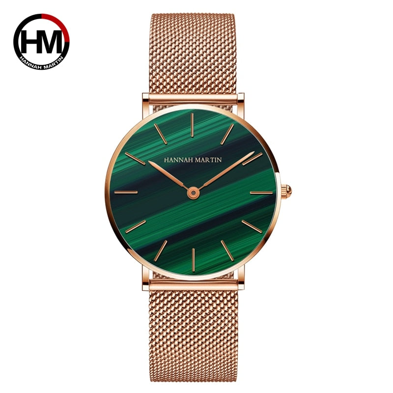 Women Stainless Steel Rose Gold Mesh Unique Simple Casual Quartz Waterproof Wristwatches Hot Sale