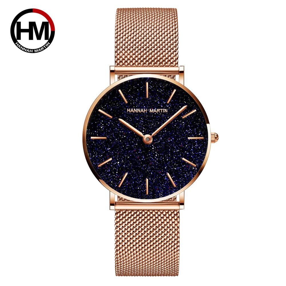 Women Stainless Steel Rose Gold Mesh Unique Simple Casual Quartz Waterproof Wristwatches Hot Sale