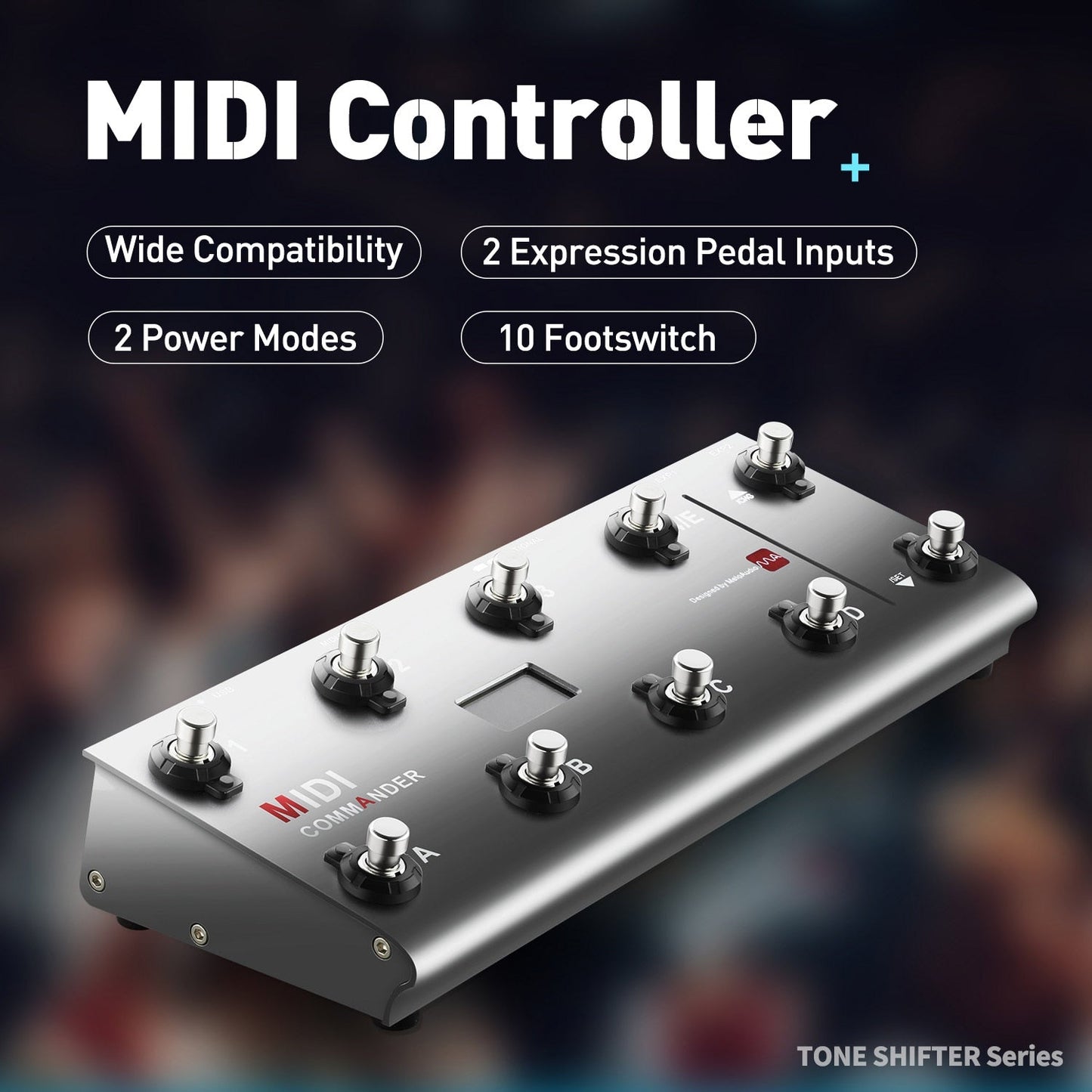 MIDI Commander Guitar Portable USB MIDI Foot Controller With 10 Foot Switches 2 Expression Pedal Jacks 8 Host Presets For Live