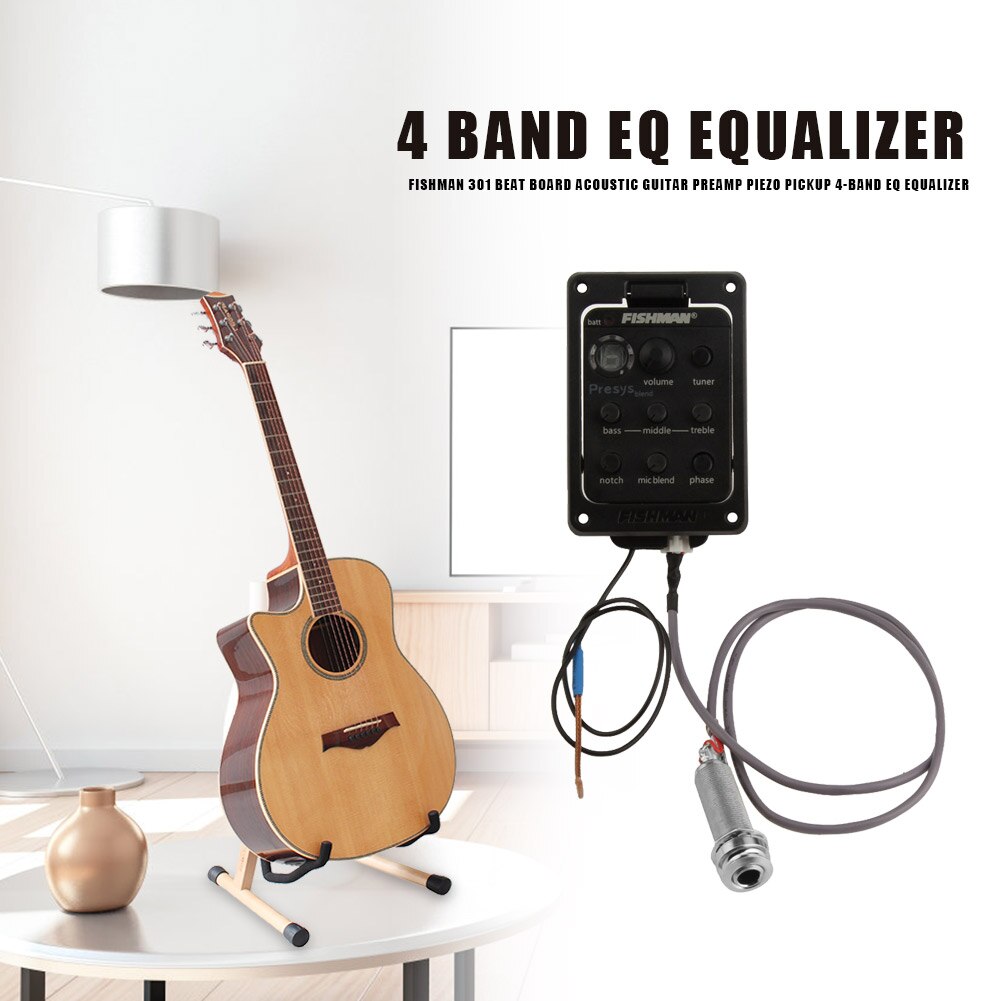 Acoustic Guitar Preamp Piezo Pickup Tuner with Mic Guitar Parts Accessory Musical Instruments 301 4-Band EQ Equalizer