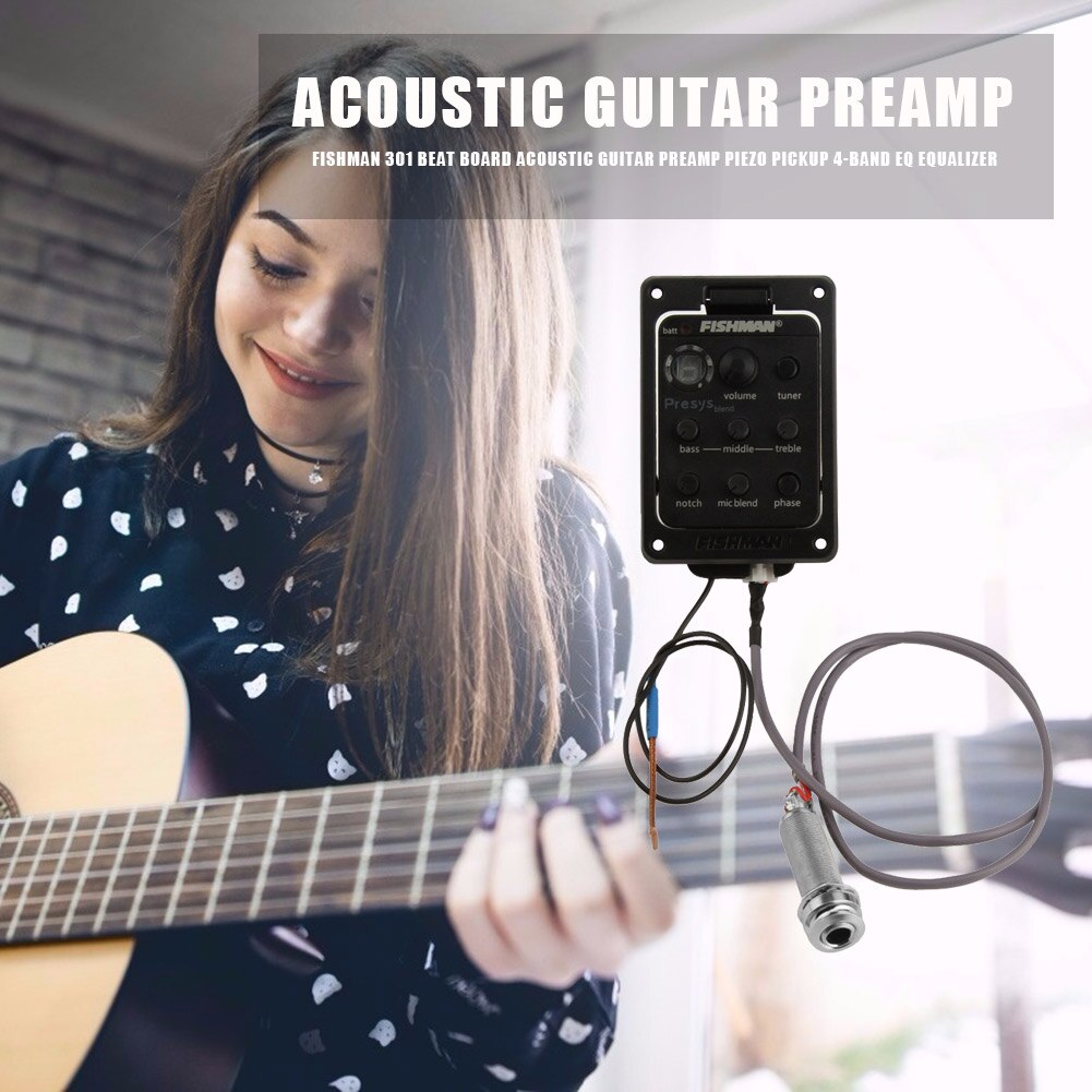 Acoustic Guitar Preamp Piezo Pickup Tuner with Mic Guitar Parts Accessory Musical Instruments 301 4-Band EQ Equalizer