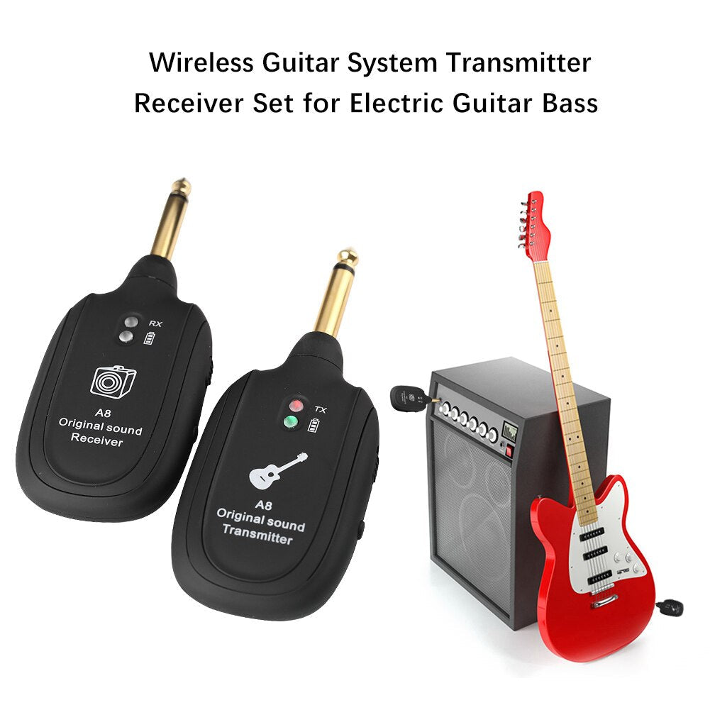 Wireless Audio Transmission System Receiver USB Rechargeable Transmitter for Electric Guitar Bass Violin